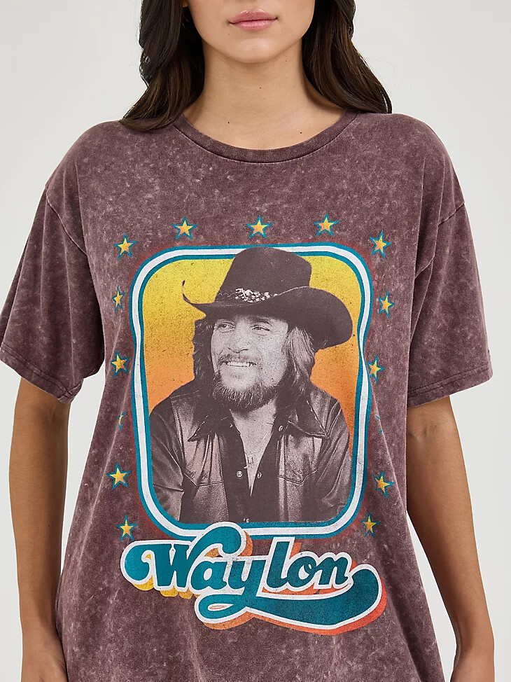 t-shirt oversize wrangler waylon jennings pour femme couleur fudge comet wash