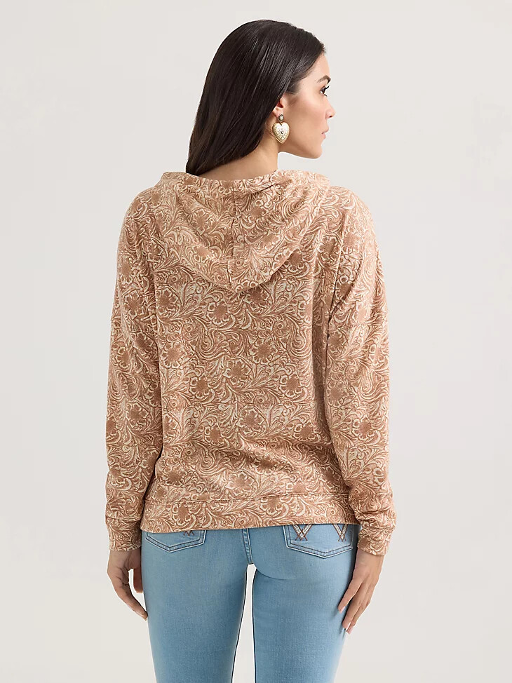 sweat à capuche wrangler pour femme motif géométrique décontracté couleur beige ondulé