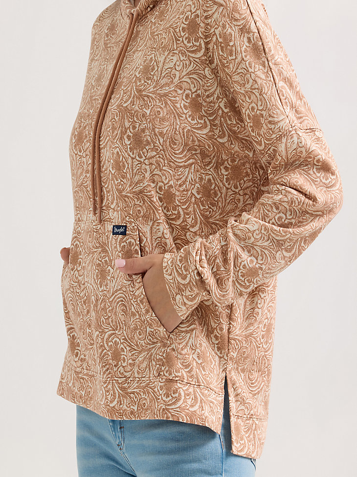 sweat à capuche wrangler pour femme motif géométrique décontracté couleur beige ondulé
