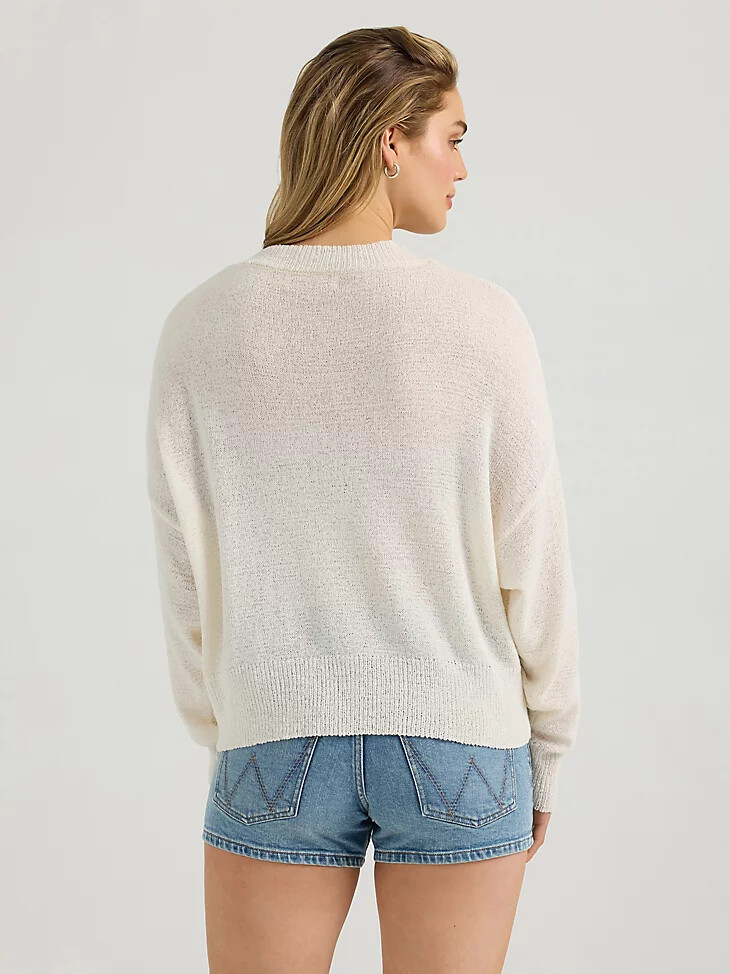 pull wrangler en maille vaporeuse pour femme blanc antique