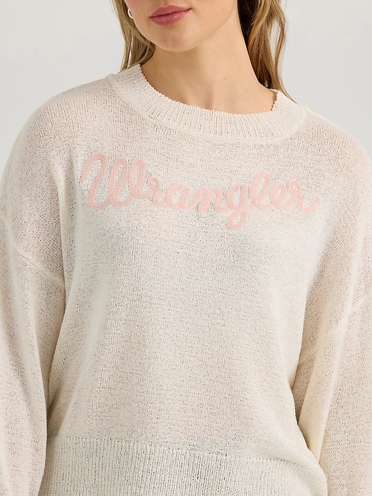 pull wrangler en maille vaporeuse pour femme blanc antique