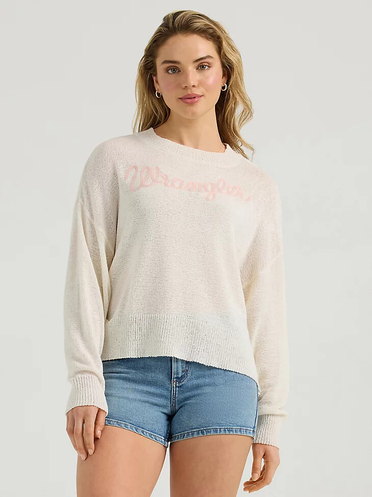 pull wrangler en maille vaporeuse pour femme blanc antique