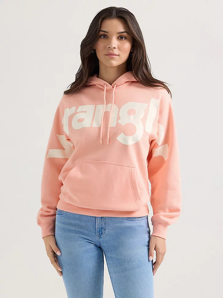 sweat à capuche wrangler bold logo pour femme rose à bulles