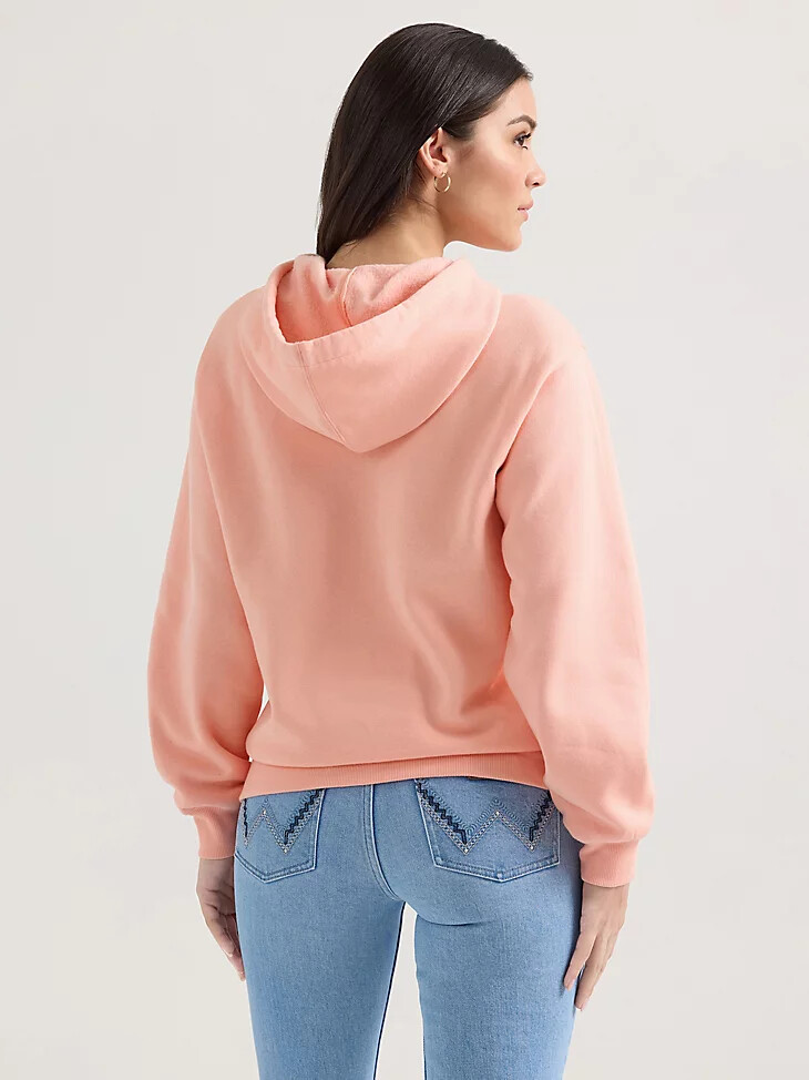 sweat à capuche wrangler bold logo pour femme rose à bulles