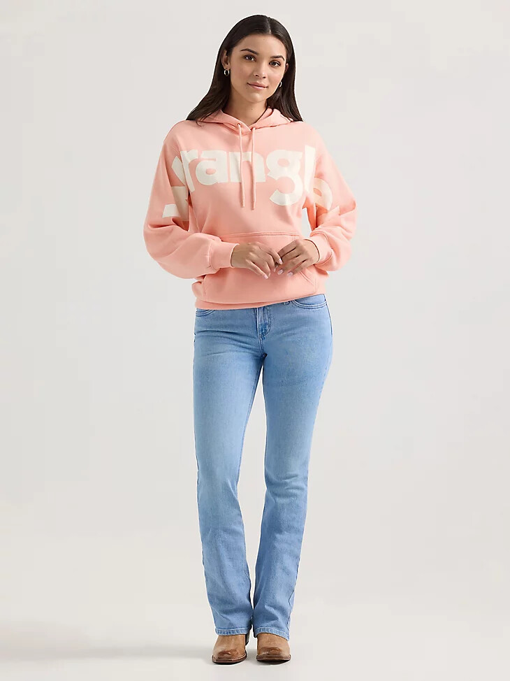 sweat à capuche wrangler bold logo pour femme rose à bulles