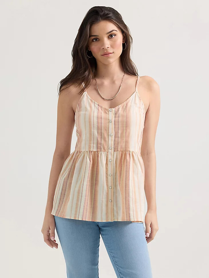 débardeur péplum à boutons-pression wrangler pour femme rayures sable