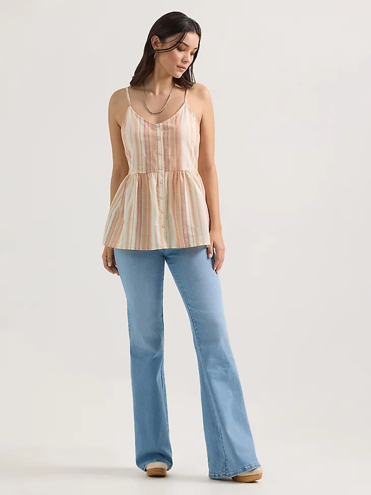 débardeur péplum à boutons-pression wrangler pour femme rayures sable