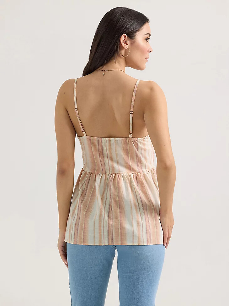 débardeur péplum à boutons-pression wrangler pour femme rayures sable