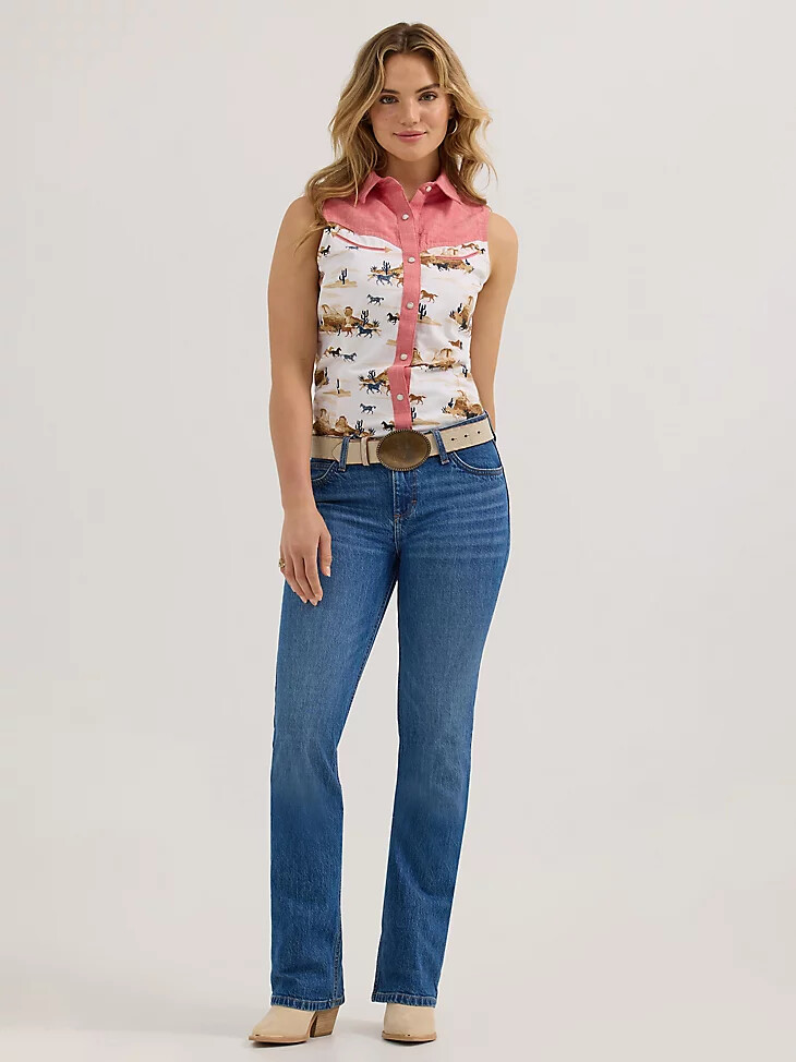 débardeur wrangler desert slim western à boutons-pression rouge désert pour femme