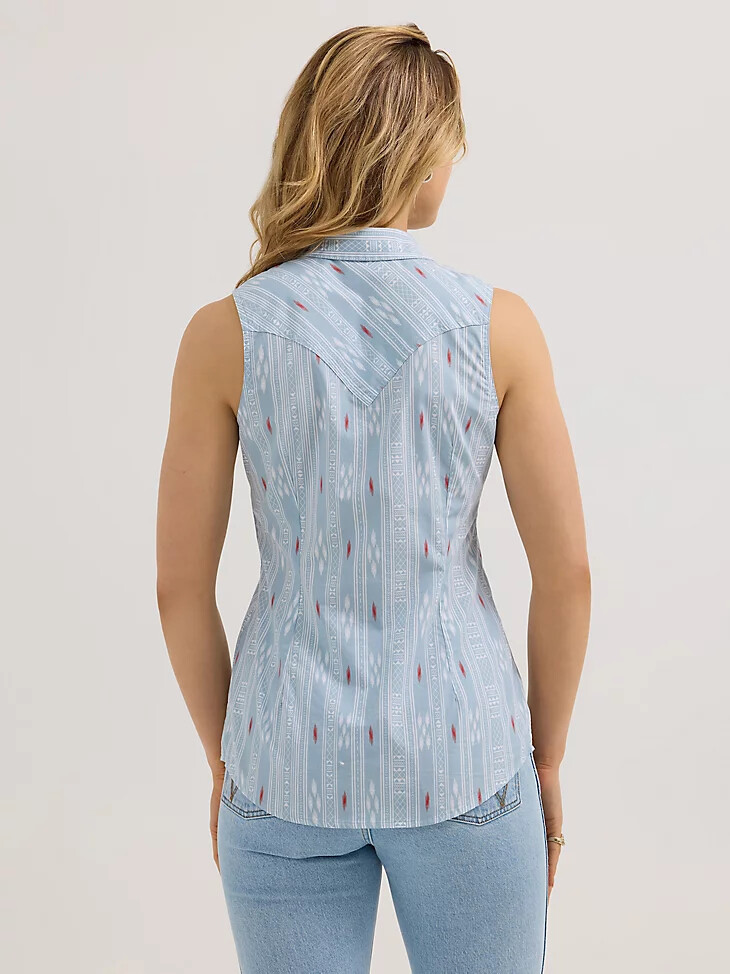 débardeur wrangler retro stripe slim western à boutons-pression bleu poussière pour femme