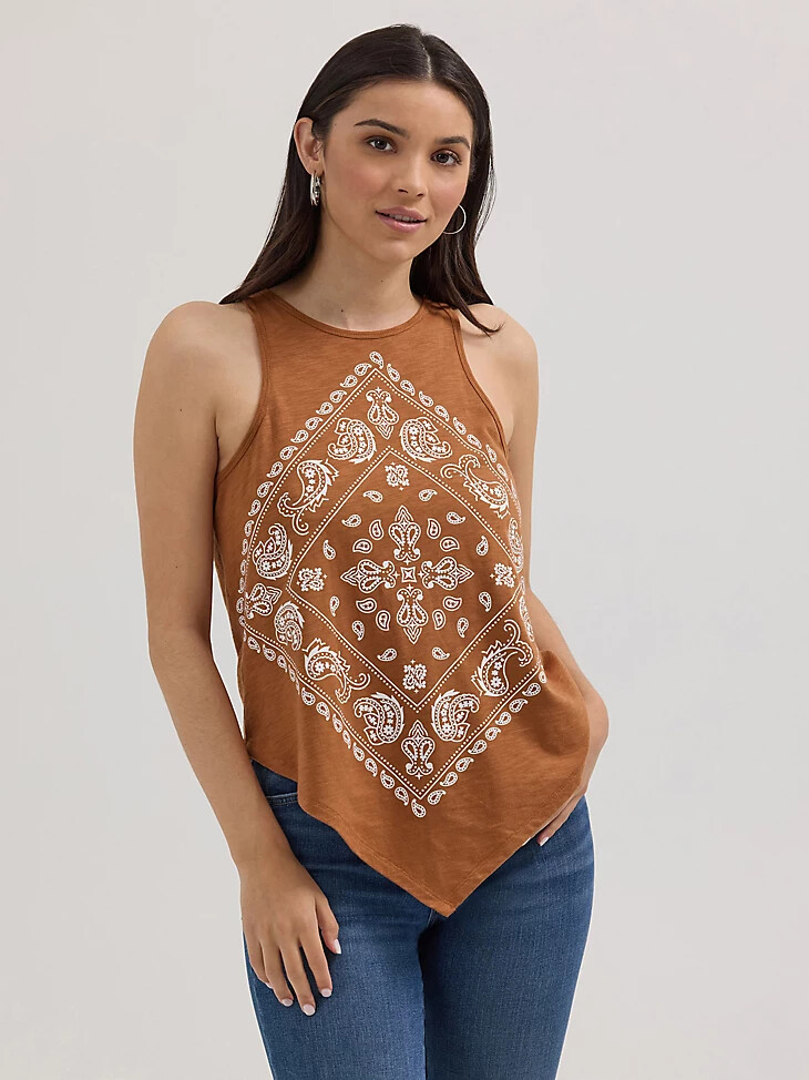 débardeur wrangler bandana diamond front pour femme marron sienne