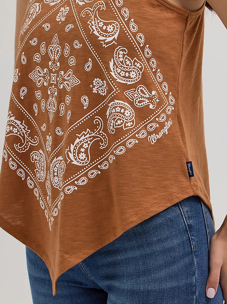 débardeur wrangler bandana diamond front pour femme marron sienne