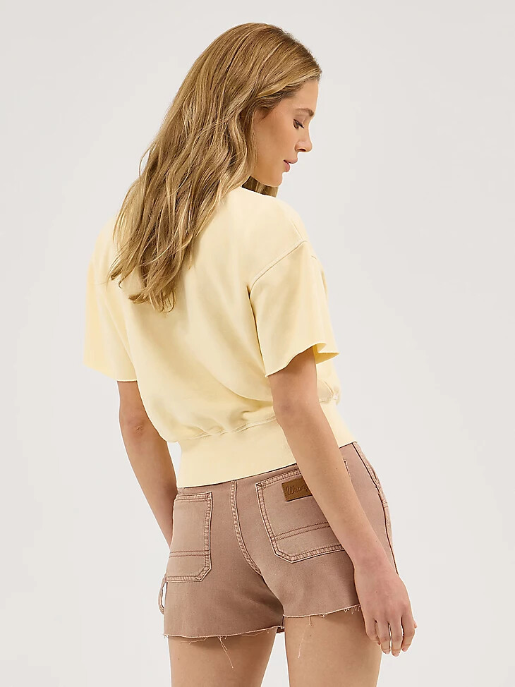 sweat-shirt à manches courtes pour femme en crêpe banane