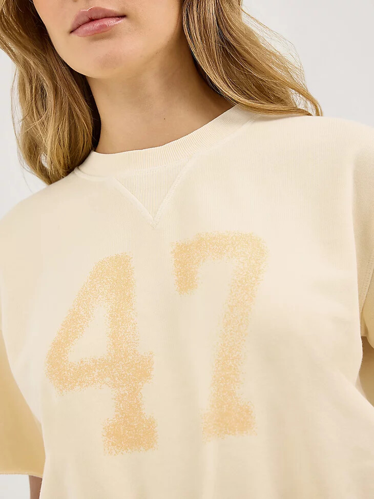 sweat-shirt à manches courtes pour femme en crêpe banane