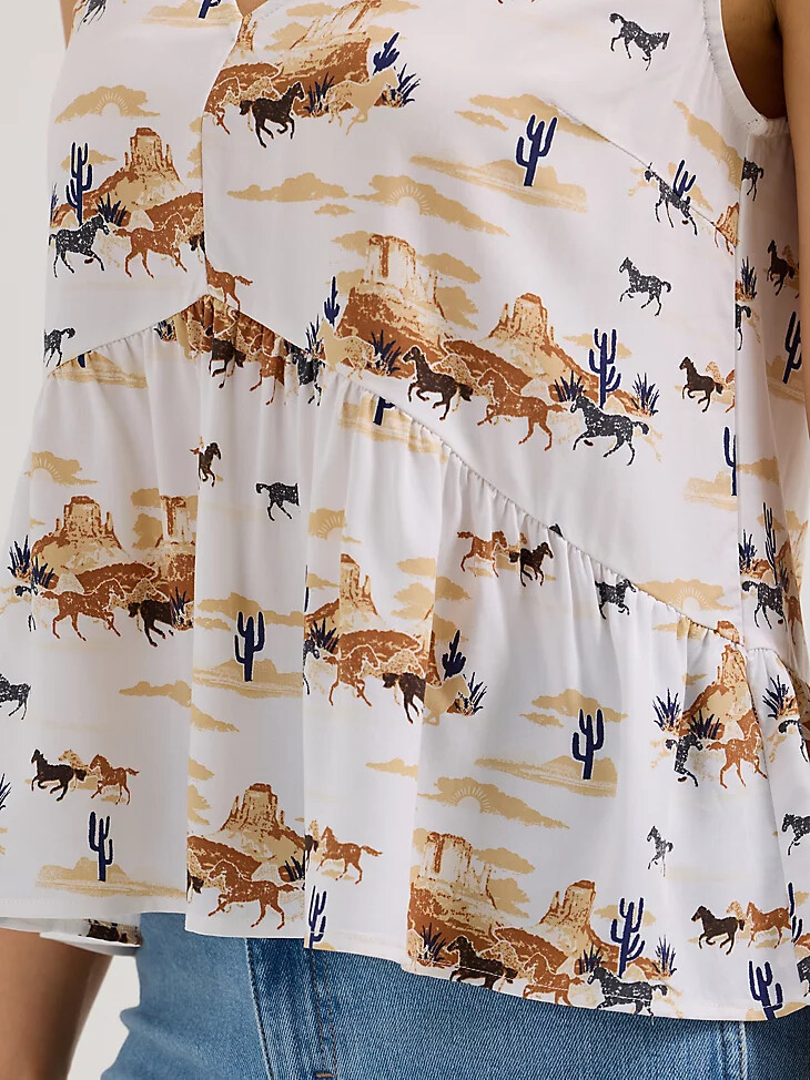 débardeur péplum à col en v wrangler pour femme imprimé désert