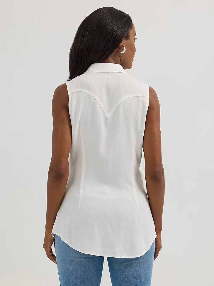 débardeur wrangler retro texturé slim style western à boutons-pression blanc pour femme