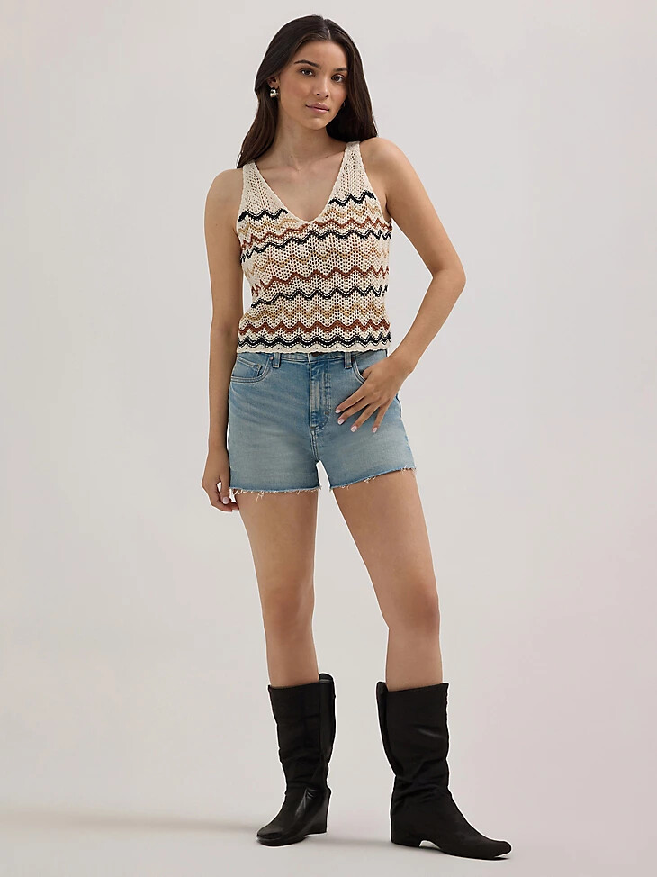 débardeur en crochet wrangler pour femme motif chevron blanc
