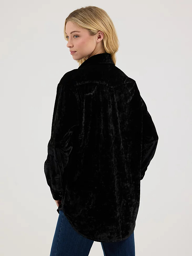 chemise en velours noir à boutons coupe boyfriend wrangler pour femme