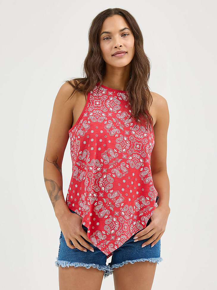 débardeur rouge à imprimé bandana intégral wrangler pour femme