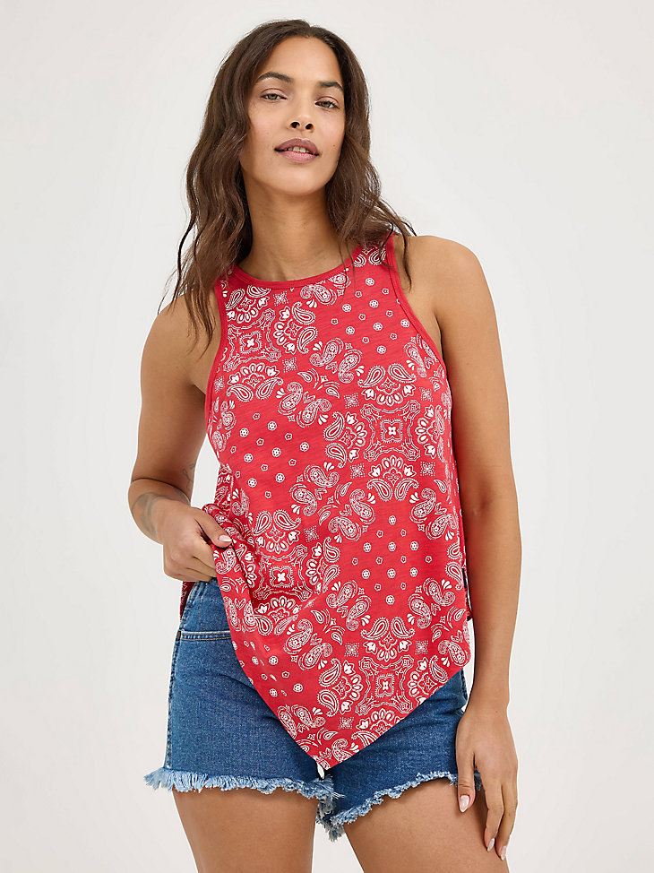 débardeur rouge à imprimé bandana intégral wrangler pour femme