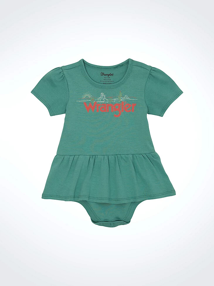 body à manches courtes et jupe logo pour bébé fille bleu sarcelle