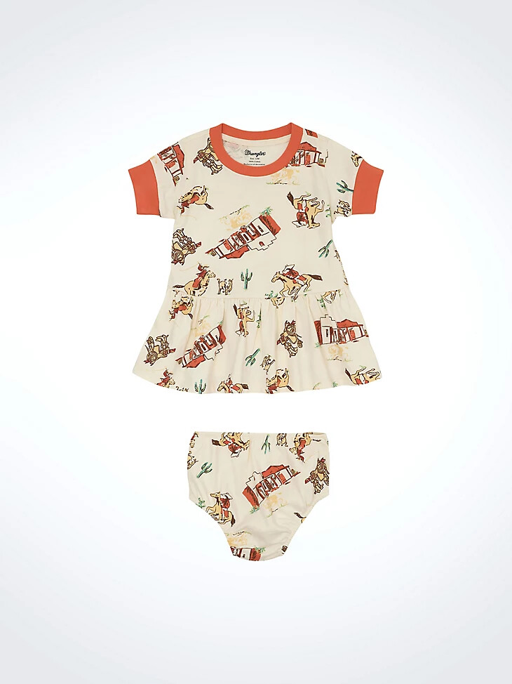 robe blanche à imprimé western et taille basse pour petite fille