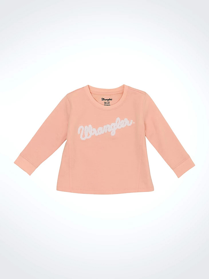 sweat-shirt rose à col rond avec logo pour petite fille
