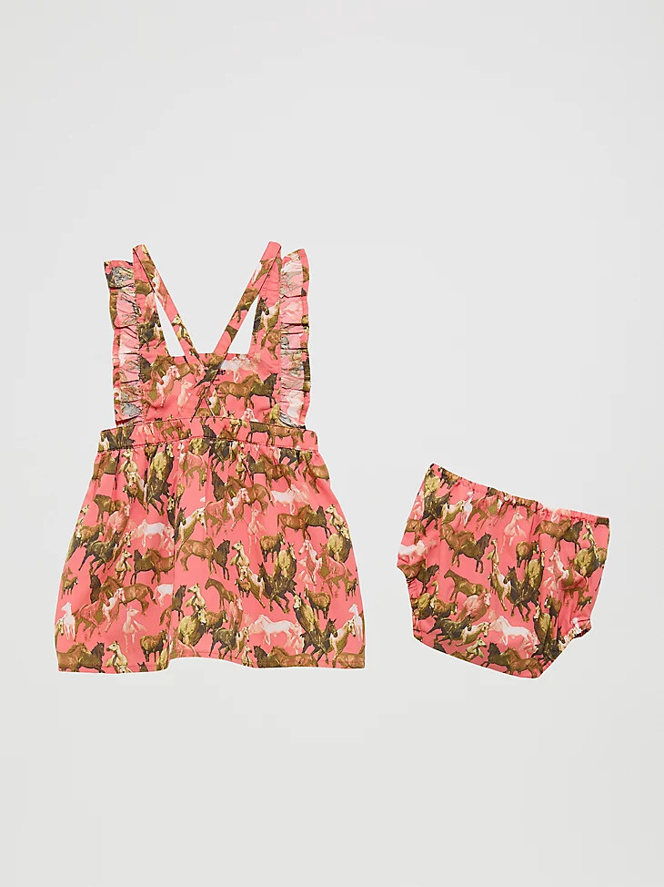 robe tablier corail à manches à volants pour petite fille