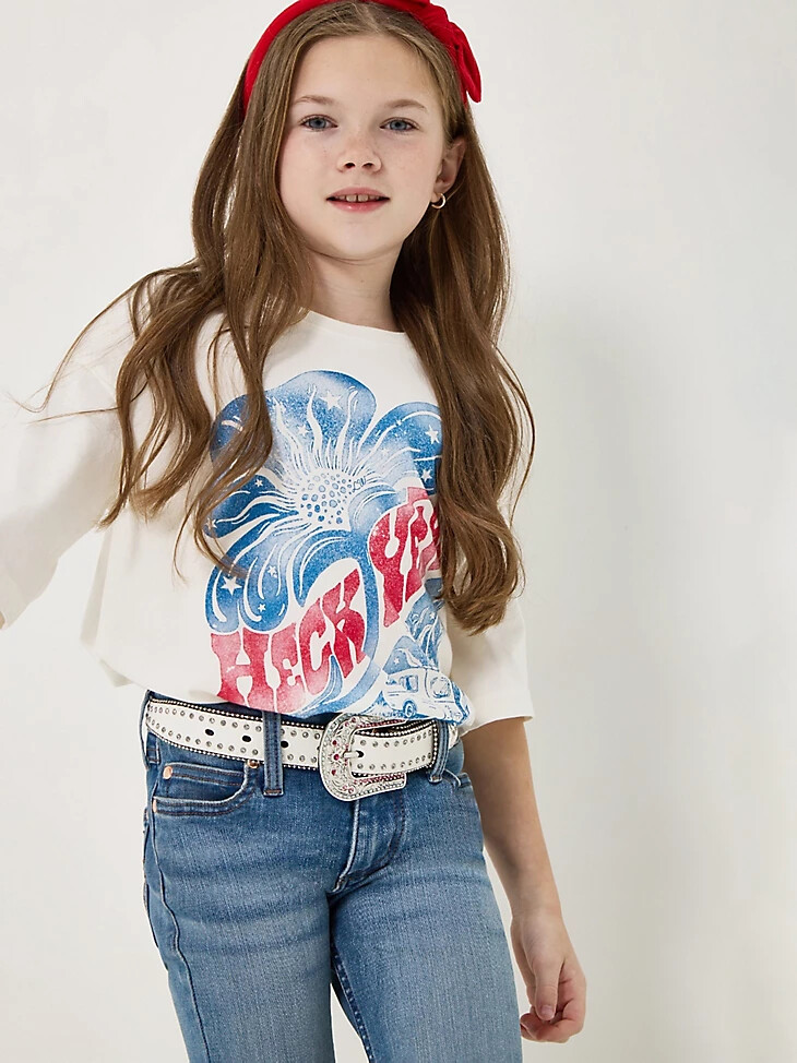 t-shirt graphique oversize wrangler x lainey wilson pour fille heck yeah