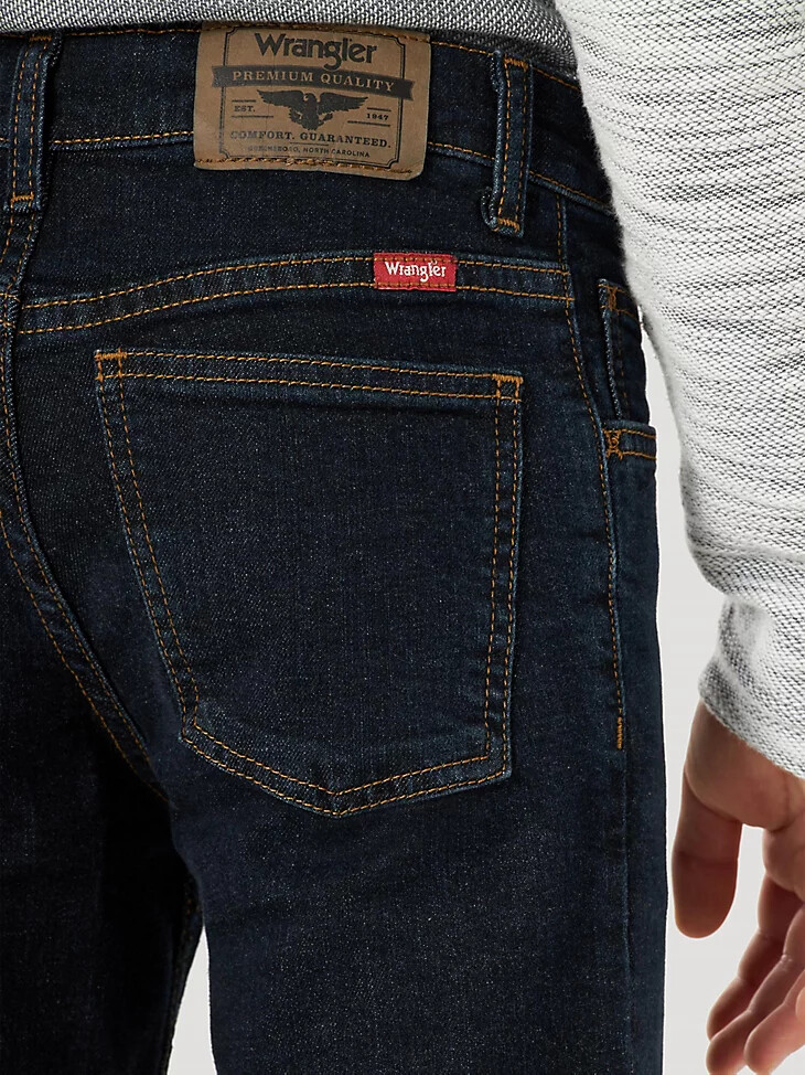 jean bootcut wrangler five star flex pour garçon 8-16 indigo foncé