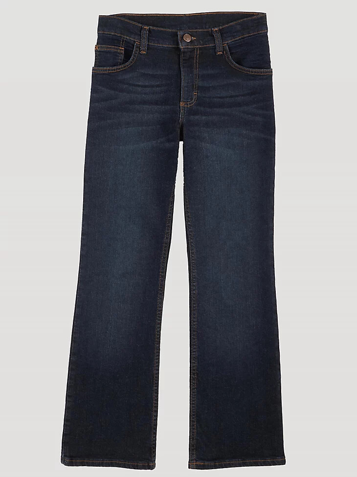 jean bootcut wrangler five star flex pour garçon 8-16 indigo foncé