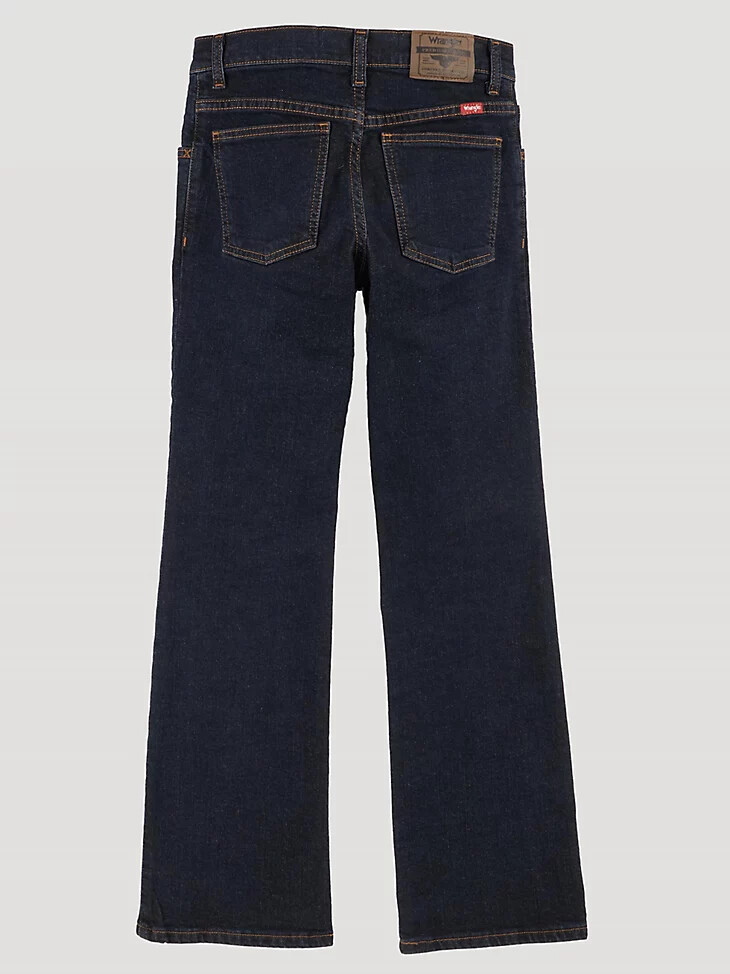 jean bootcut wrangler five star flex pour garçon 8-16 indigo foncé
