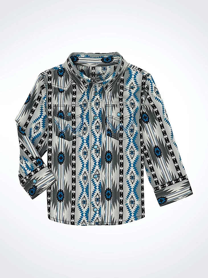 chemise western à manches longues checotah pour petit garçon gris contrasté