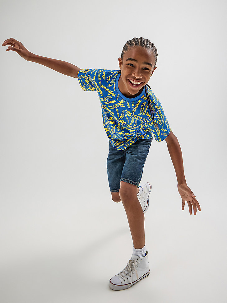 t-shirt bleu wrangler x hot wheels pour garçon