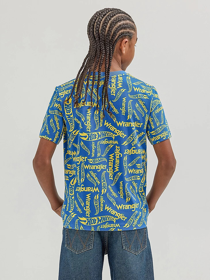 t-shirt bleu wrangler x hot wheels pour garçon
