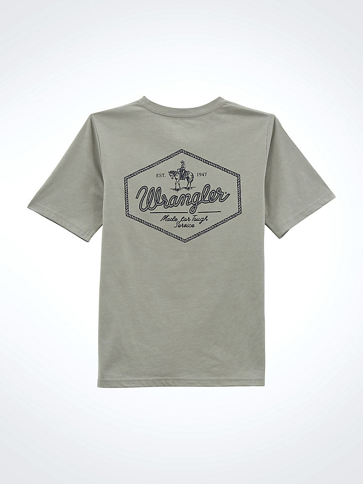 t-shirt garçon à motif western au dos couleur gris chiné calcaire