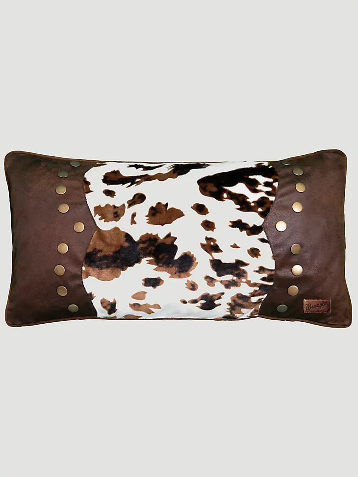 coussin décoratif wrangler à rivets en similicuir marron