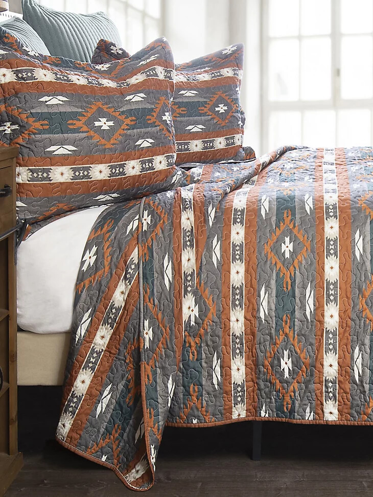 ensemble de literie 3 pièces wrangler checotah stripe taille king marron