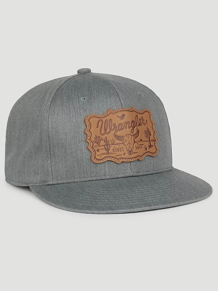 casquette de baseball grise pour homme avec écusson en cuir à motif tête de taureau