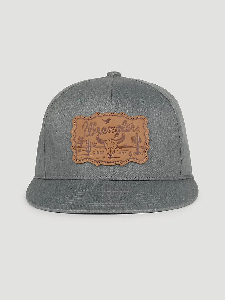 casquette de baseball grise pour homme avec écusson en cuir à motif tête de taureau
