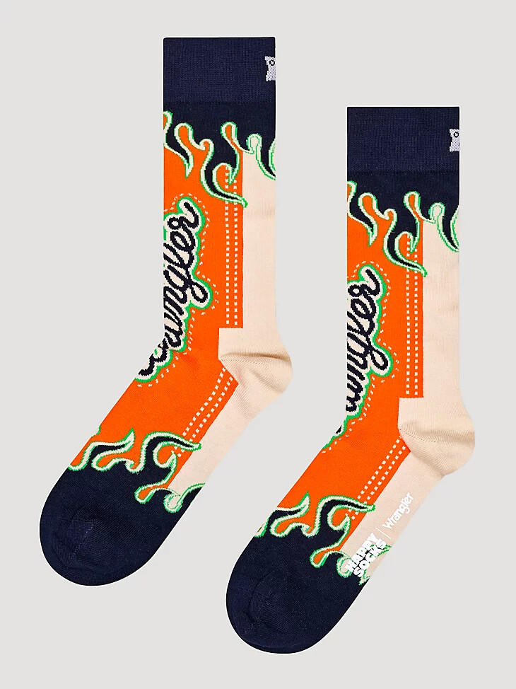 chaussettes wrangler x happy socks feuer sock navy