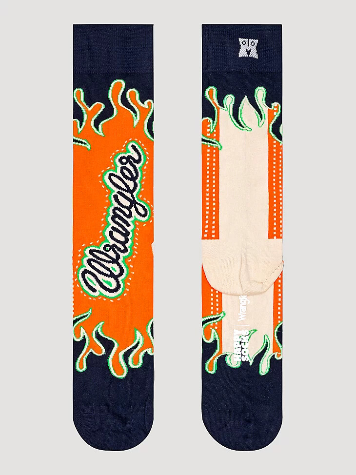chaussettes wrangler x happy socks feuer sock navy