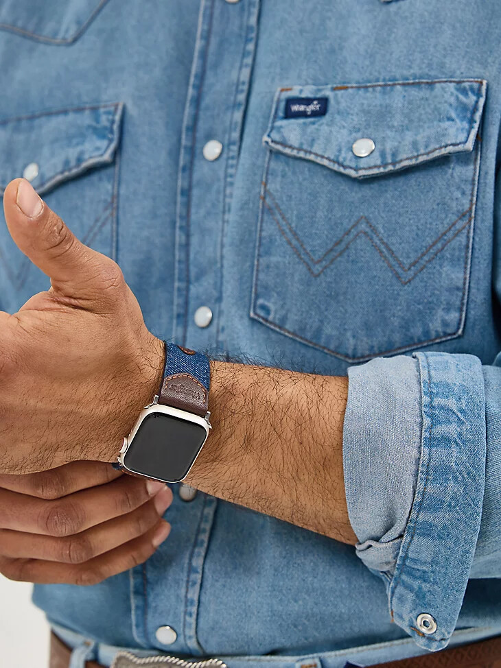 bracelet de montre universel en cuir et denim