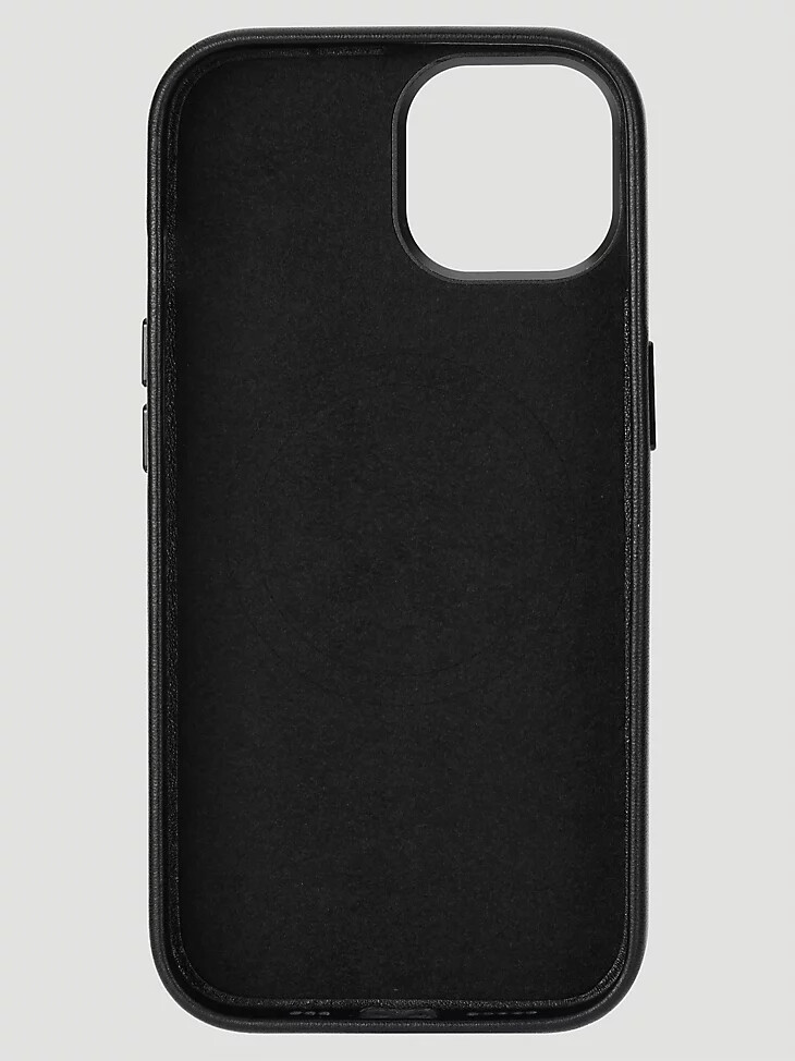 Étui en cuir brodé noir pour smartphone