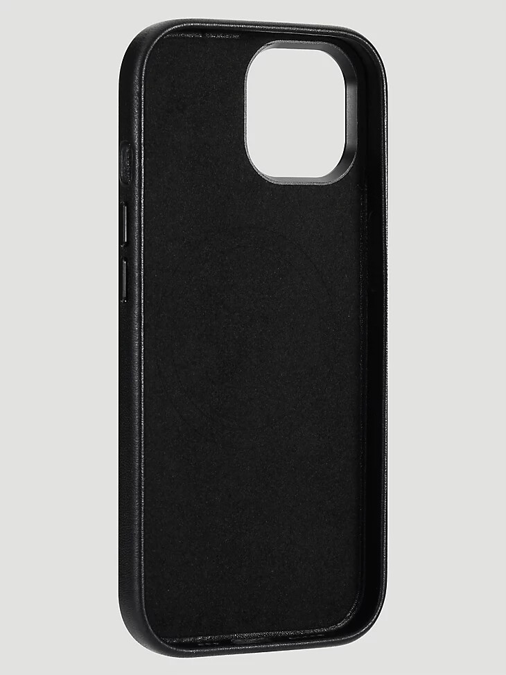 Étui en cuir brodé noir pour smartphone
