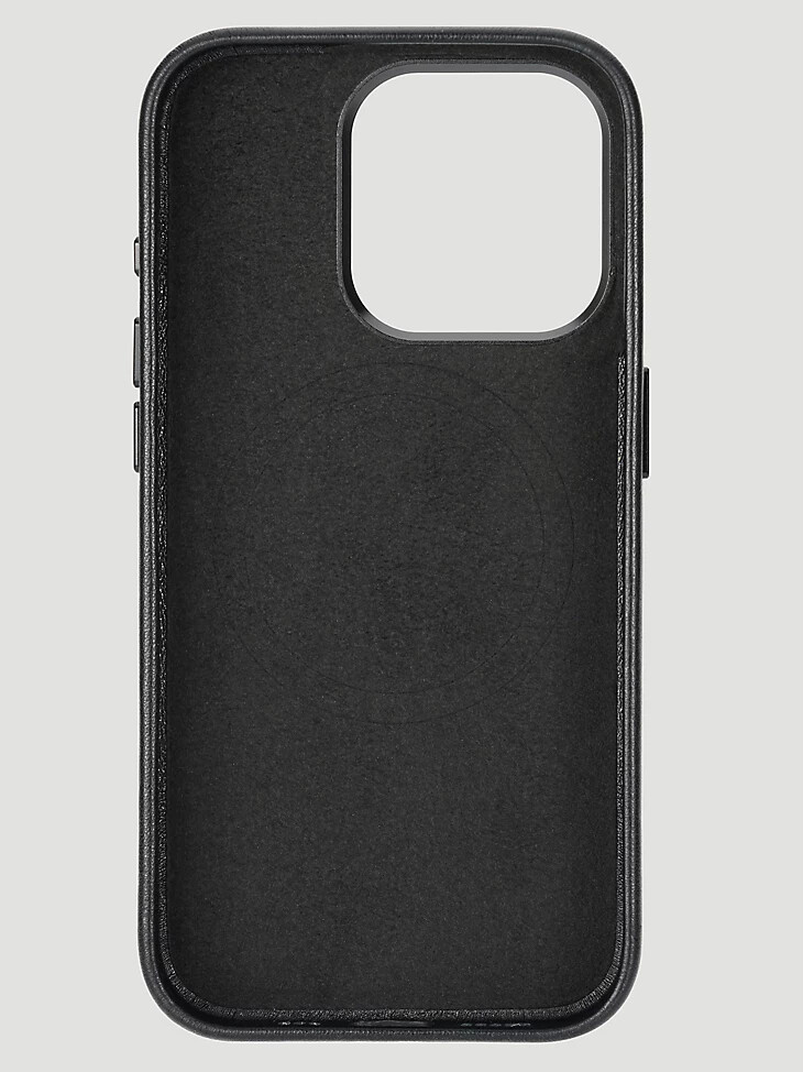 Étui en cuir brodé noir pour smartphone