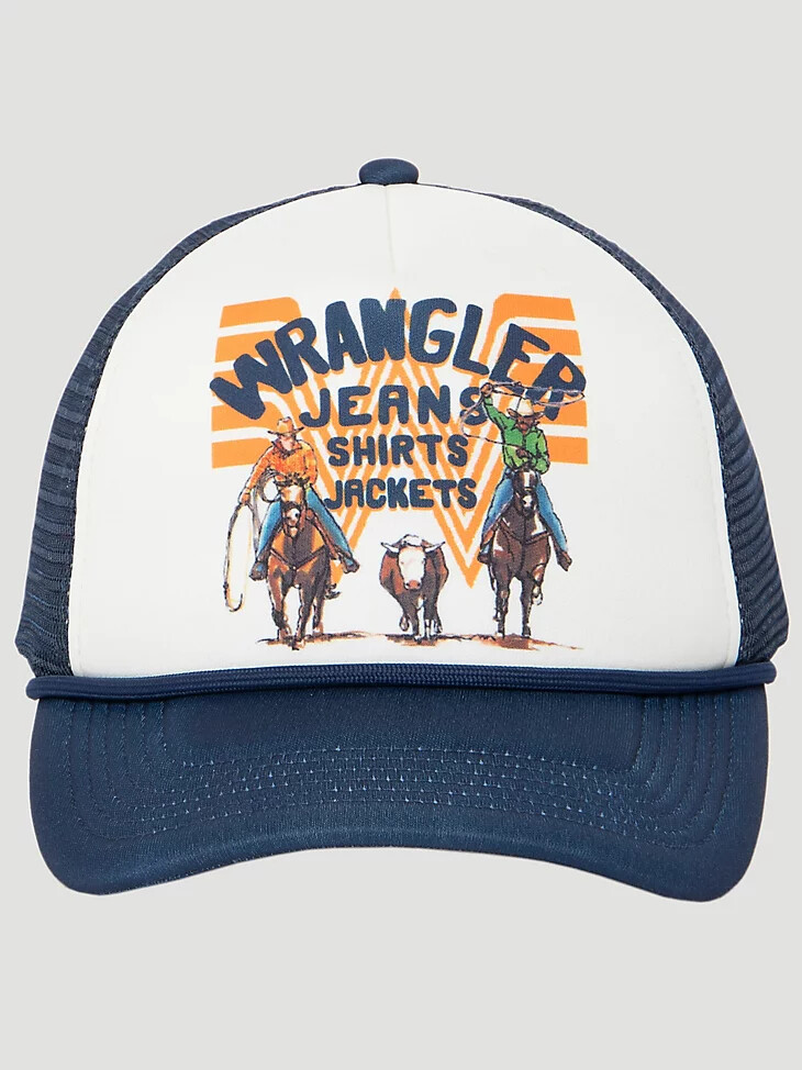 casquette de camionneur wrangler x whataburger pauly bleu marine