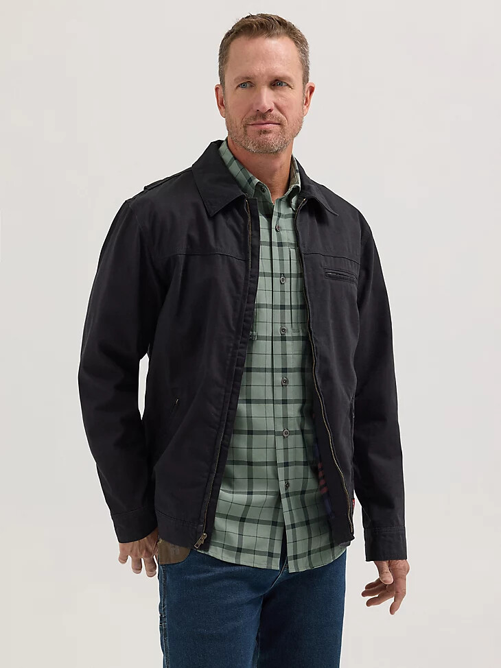 veste de travail wrangler riggs workwear doublée en flanelle noir de jais