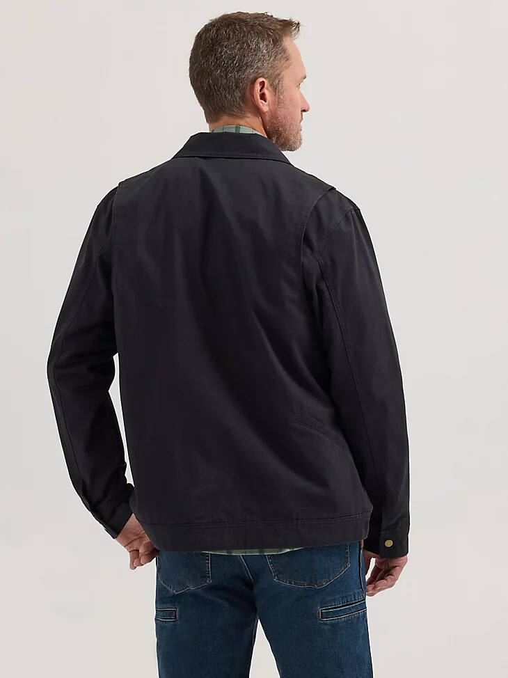 veste de travail wrangler riggs workwear doublée en flanelle noir de jais