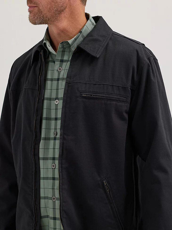veste de travail wrangler riggs workwear doublée en flanelle noir de jais